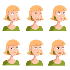 Set of woman face icons