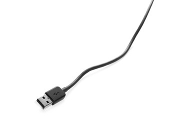 Black USB cable isolated on white background