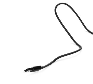 Black USB cable isolated on white background