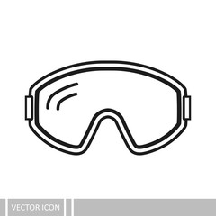 Protective glasses. Vector icon in a line design style.