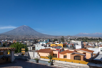Fototapeta na wymiar Arequipa city with Misti Volcano on background - Arequipa, Peru