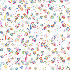 Vector Cute Seamless Pattern in Garden Flowers.