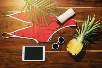 Different items for beach vacations