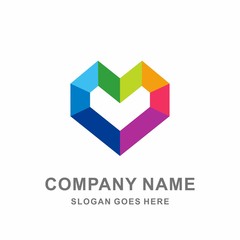 Heart Love Luxury Diamond Beauty Jewelry Fashion Accessories Business Company Stock Vector Logo Design Template