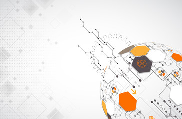 Abstract technology sphere background. Global network concept.