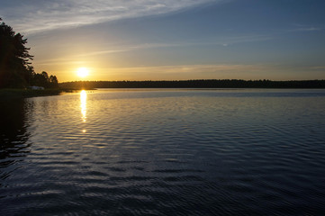 Sunset over lake, masuria, Pland