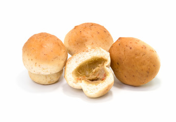 Curry bread on white background.