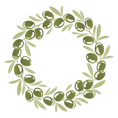 Round ornament Wreath of green olives