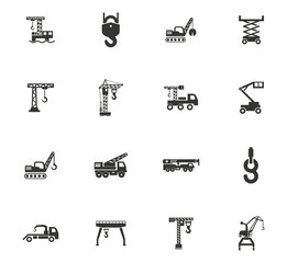 Crane and lifing machines icon set