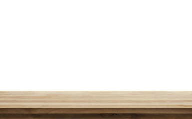 Beautiful wood table top panoramic on white background