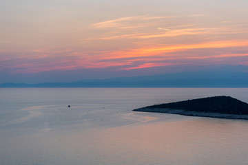 Beautiful and amazing sunset in Greek Island Thasos