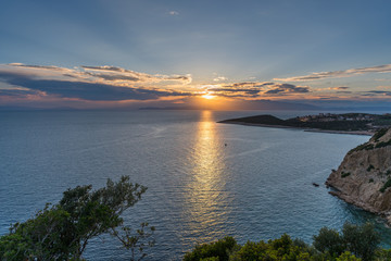 Beautiful and amazing sunset in Greek Island Thasos