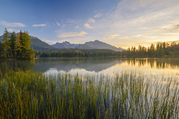 Mountain lake in the High Tatras in Slovakia, Strbske Pleso