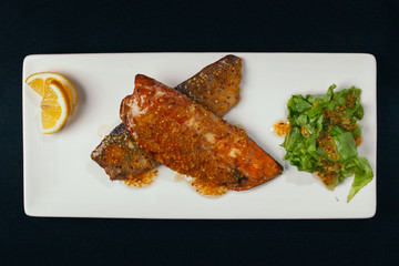 Different dishes with sea food and fish are basis of a healthy diet