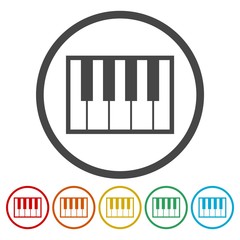 Piano Icons set Flat Graphic Design 