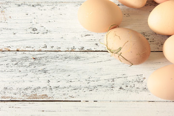Hühnereier Tisch Hintergrund Eier Ei overhead Landeier bio
