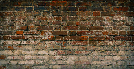 Vintage dark brick Wall .