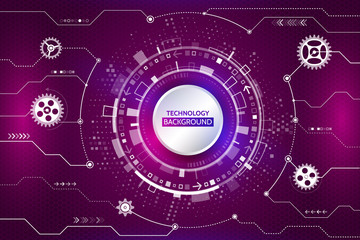 Hi-tech computer technology on the purple background. Abstract radial circuit texture. Futuristic technology structure elements. Vector illustration esp 10.