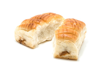 Curry bread on white background.