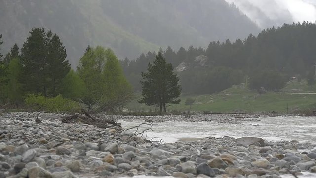 Storm in slow motion in mountains