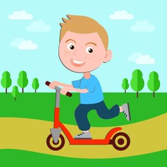 boy riding a children's scooter in the Park © manechka_k