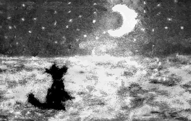 Dog under the Moonlight