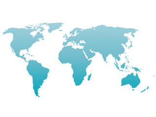 Fototapeta na wymiar World map silhouette. Vector blue gradient isolated on white background.