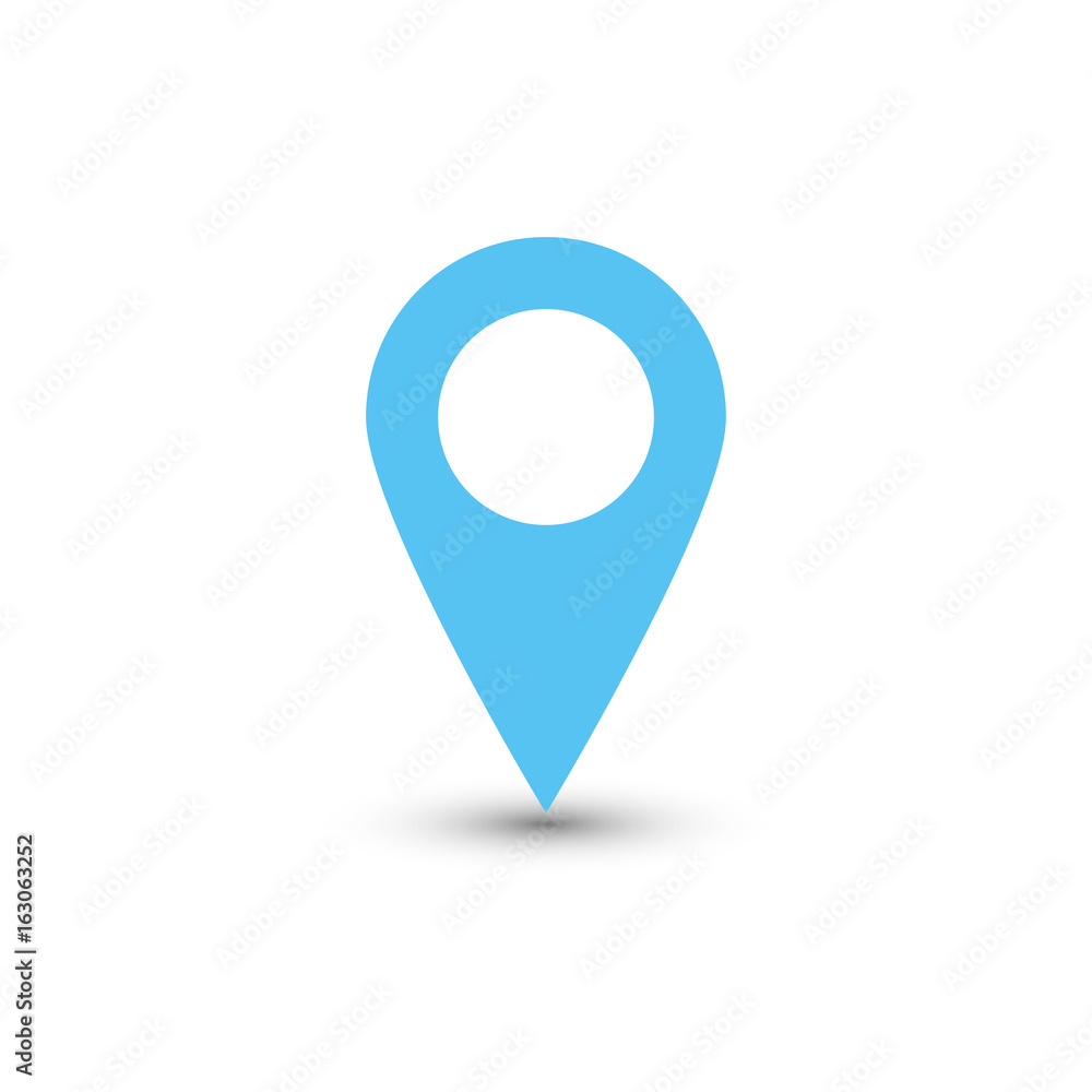 Aufkleber blue map pointer with dropped shadow on white background. eps10 vector illustration.