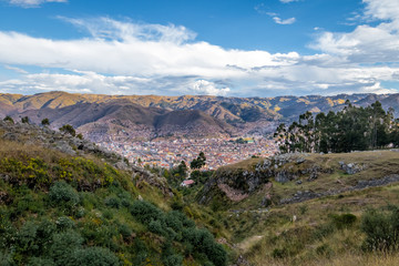 Fototapeta na wymiar Aerial view of Cusco city - Cusco, Peru