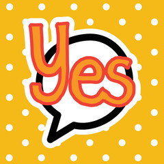 Yes Sticker Social Media Network Message Badges Design Vector Illustration