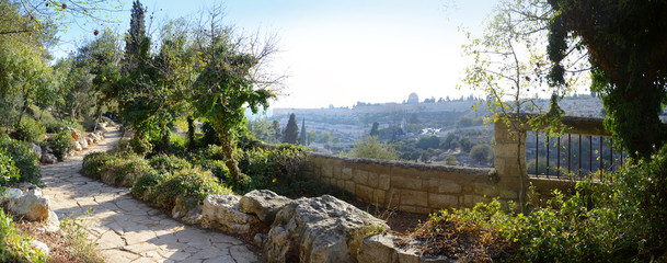 Fototapeta na wymiar View of Jerusalem from Mount of Olives