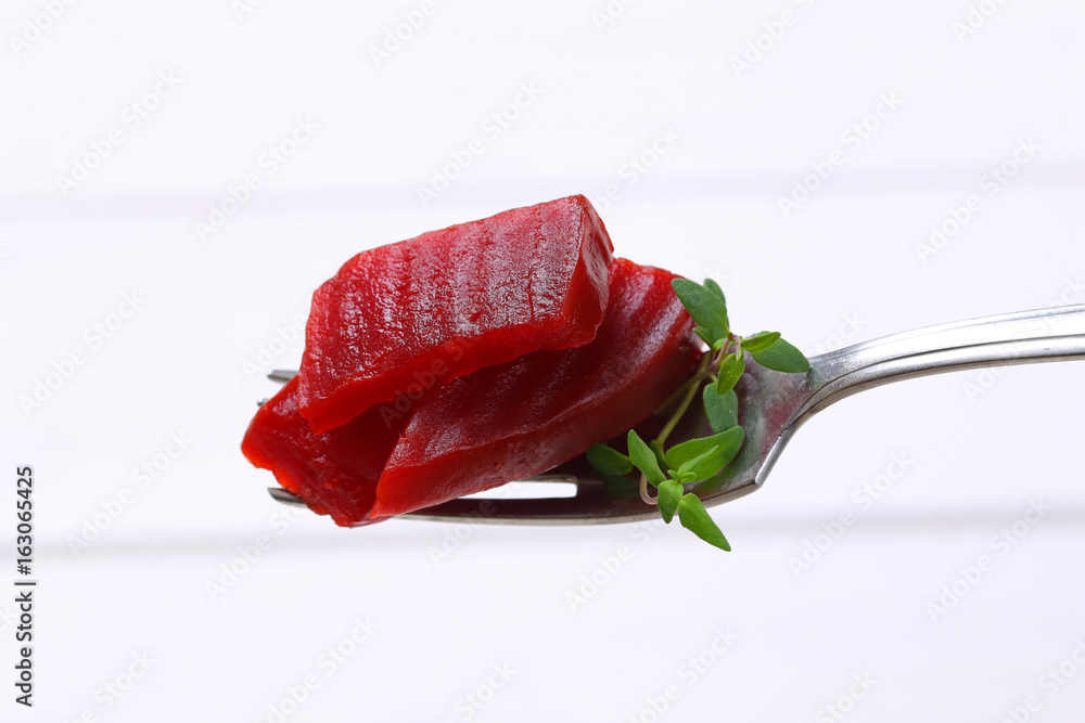 Poster sliced and pickled beetroot