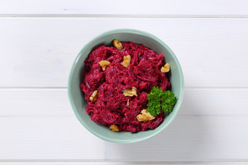 fresh beetroot spread with walnuts
