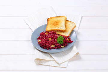 fresh beetroot spread with toast