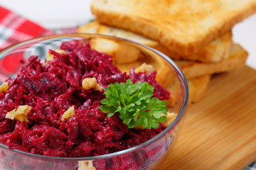fresh beetroot spread with toast