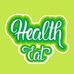 Health Eat Organic Eco Food Stickers Healthy Lifestyle Vector Illustration