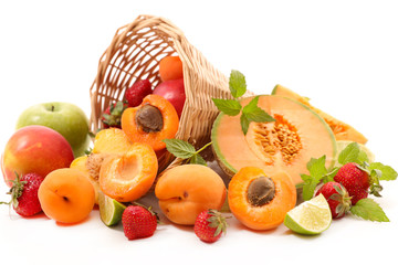 fresh fruits isolated on white