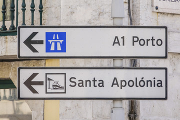 Direction signs to Porto in Lisbon - LISBON - PORTUGAL - JUNE 17, 2017