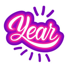 Year Sticker Social Media Network Message Badges Design Vector Illustration