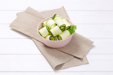raw zucchini strips