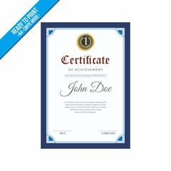 Elegant Blue border Certificate decorated template with black shapes and golden lines vector
