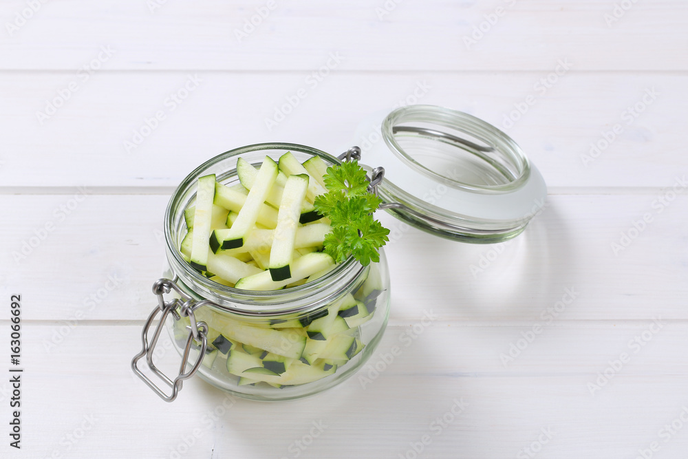 Sticker zucchini cut into strips