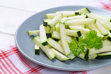zucchini cut into strips