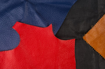 colored pieces, and scraps of natural leather