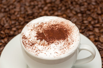 Cup of Cappuccino Coffee with chocolate