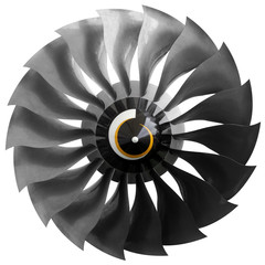 Fan of a modern turbofan aircraft engine.