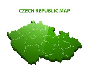 Highly detailed three dimensional map of Czech republic with regions border