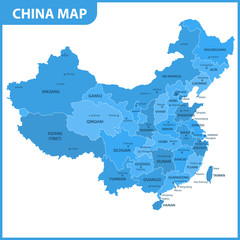 The detailed map of the China with regions or states and cities, capitals