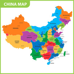 The detailed map of the China with regions or states and cities, capitals