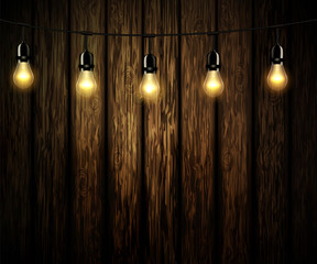 light bulbs with glowing light